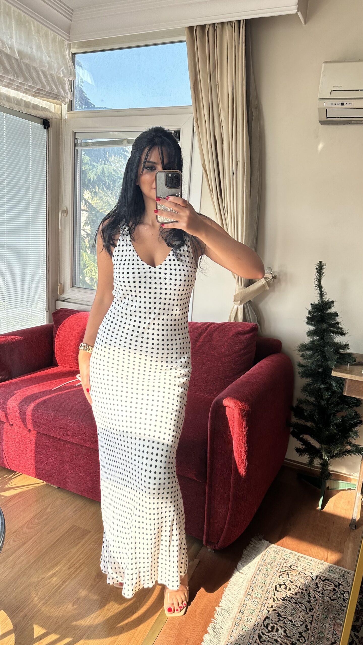 Viscose White Polka Dot Elegance Dress 🤍🖤 - Image 2