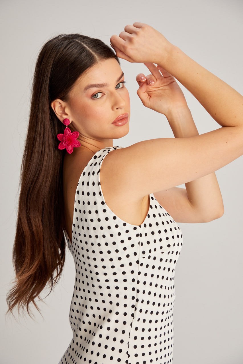 Viscose White Polka Dot Elegance Dress 🤍🖤 - Image 4