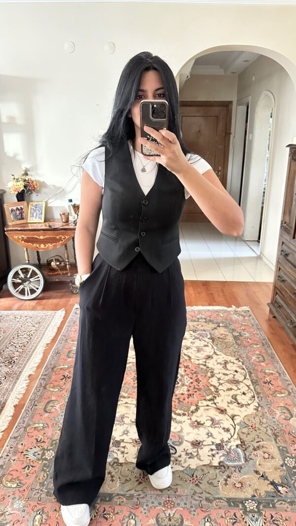 Linen Black Strapped Pants - Image 7