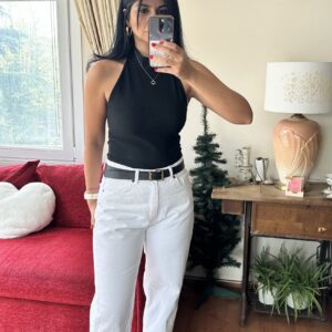 Mid-Rise white Straight Denim