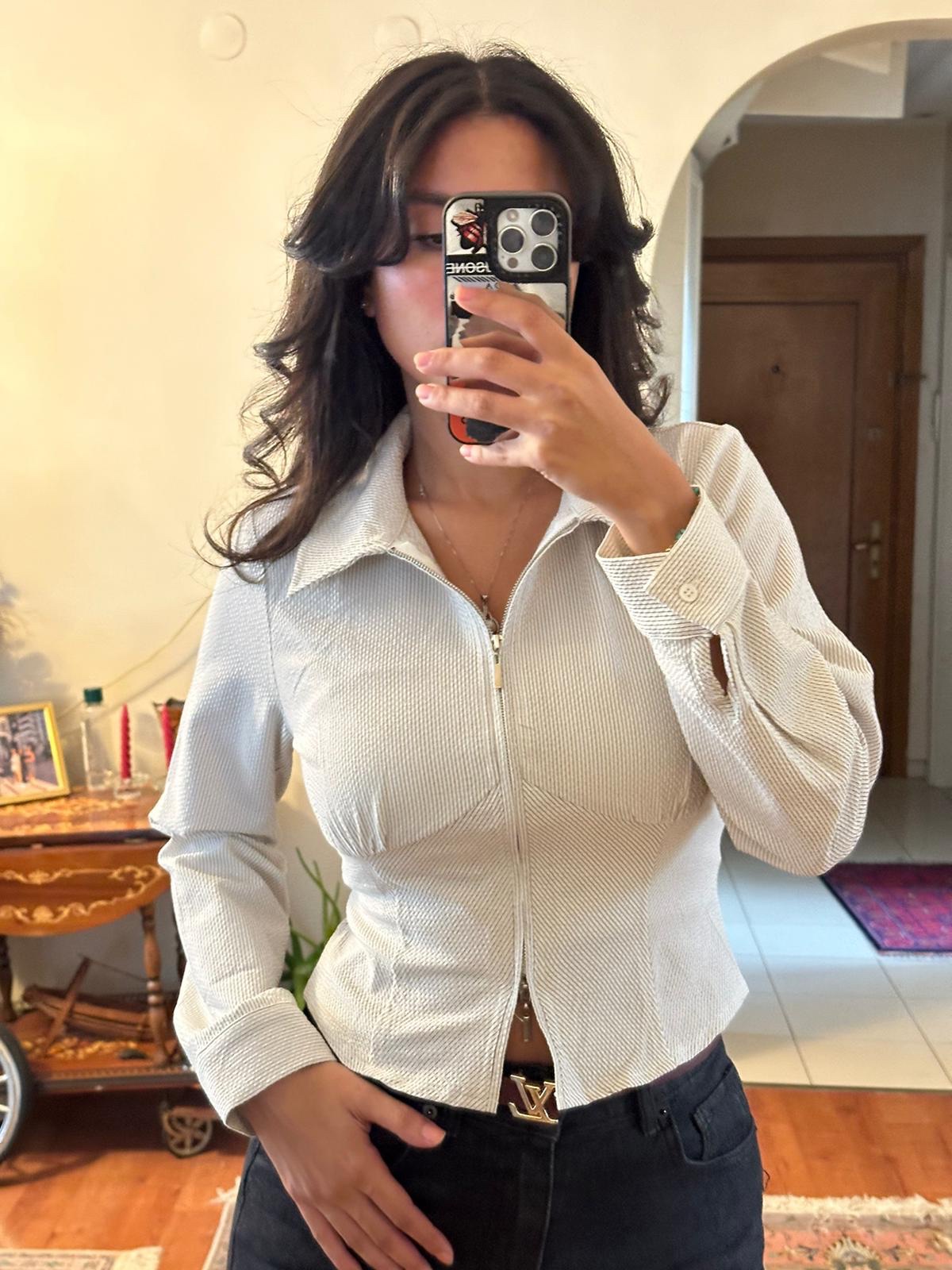 Sandstone Pinstripe Shirt - Image 5