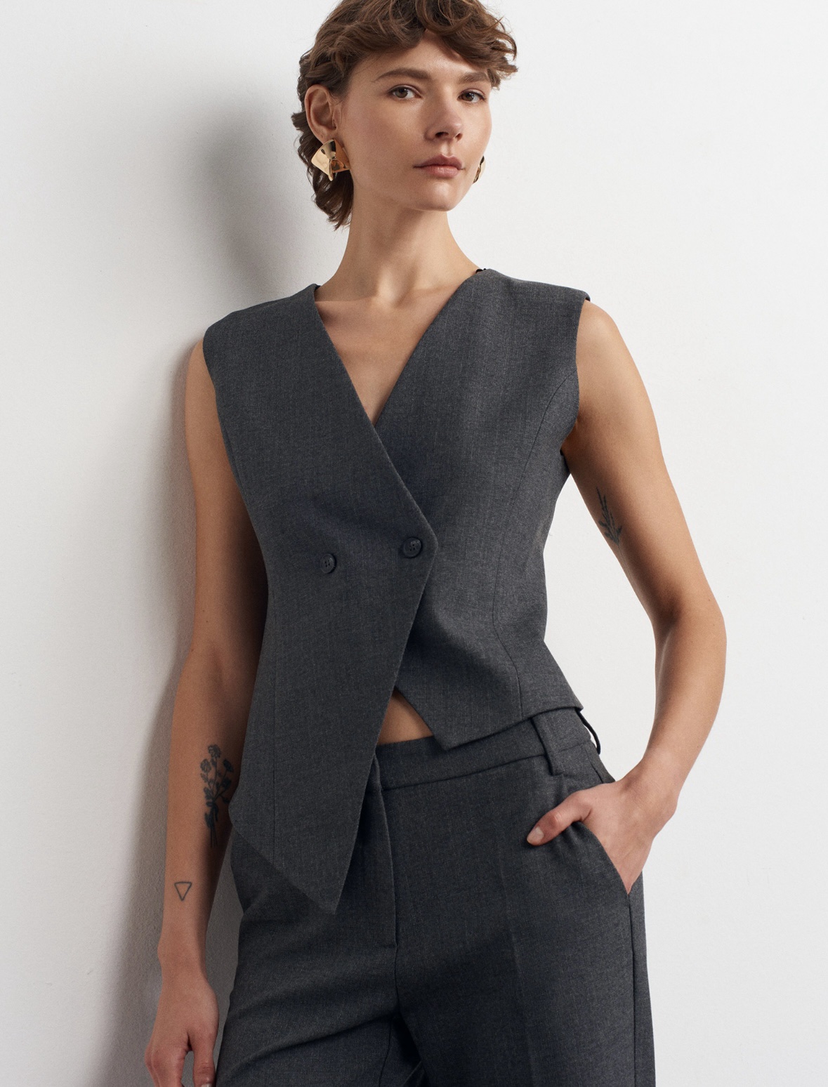 Asymmetric Charcoal Vest - Image 3