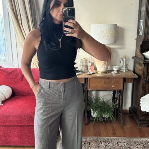 Mini Checkered Wide-Leg Pants