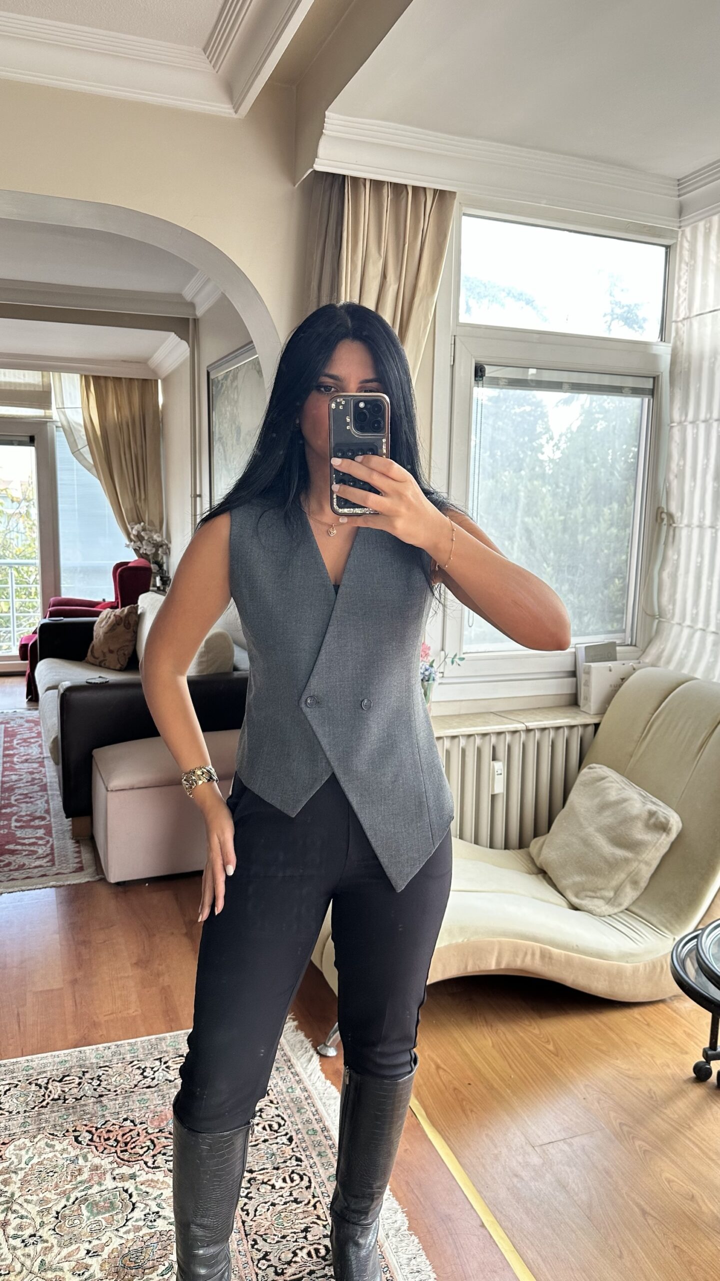 Asymmetric Charcoal Vest