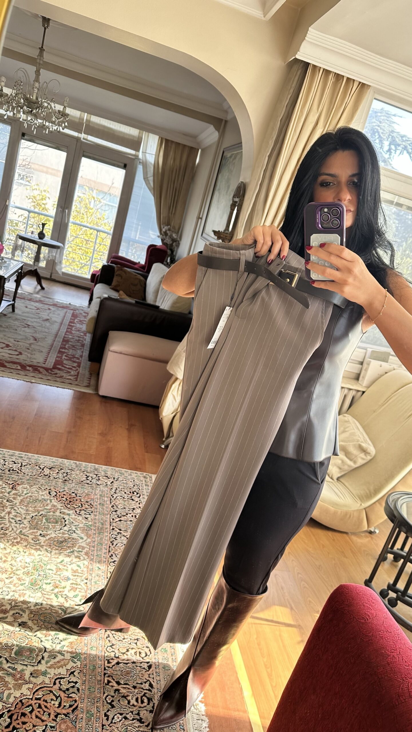 Classic Pinstripe Tailored Pants - Image 3