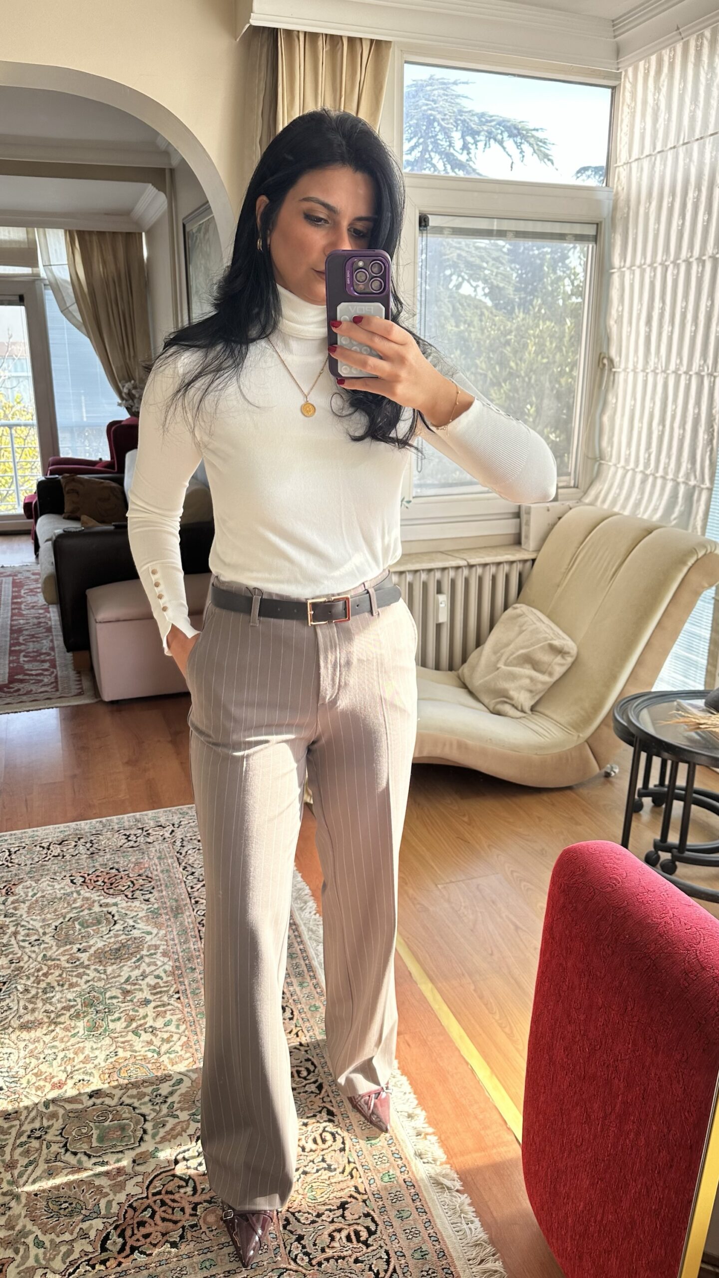 Classic Pinstripe Tailored Pants - Image 2