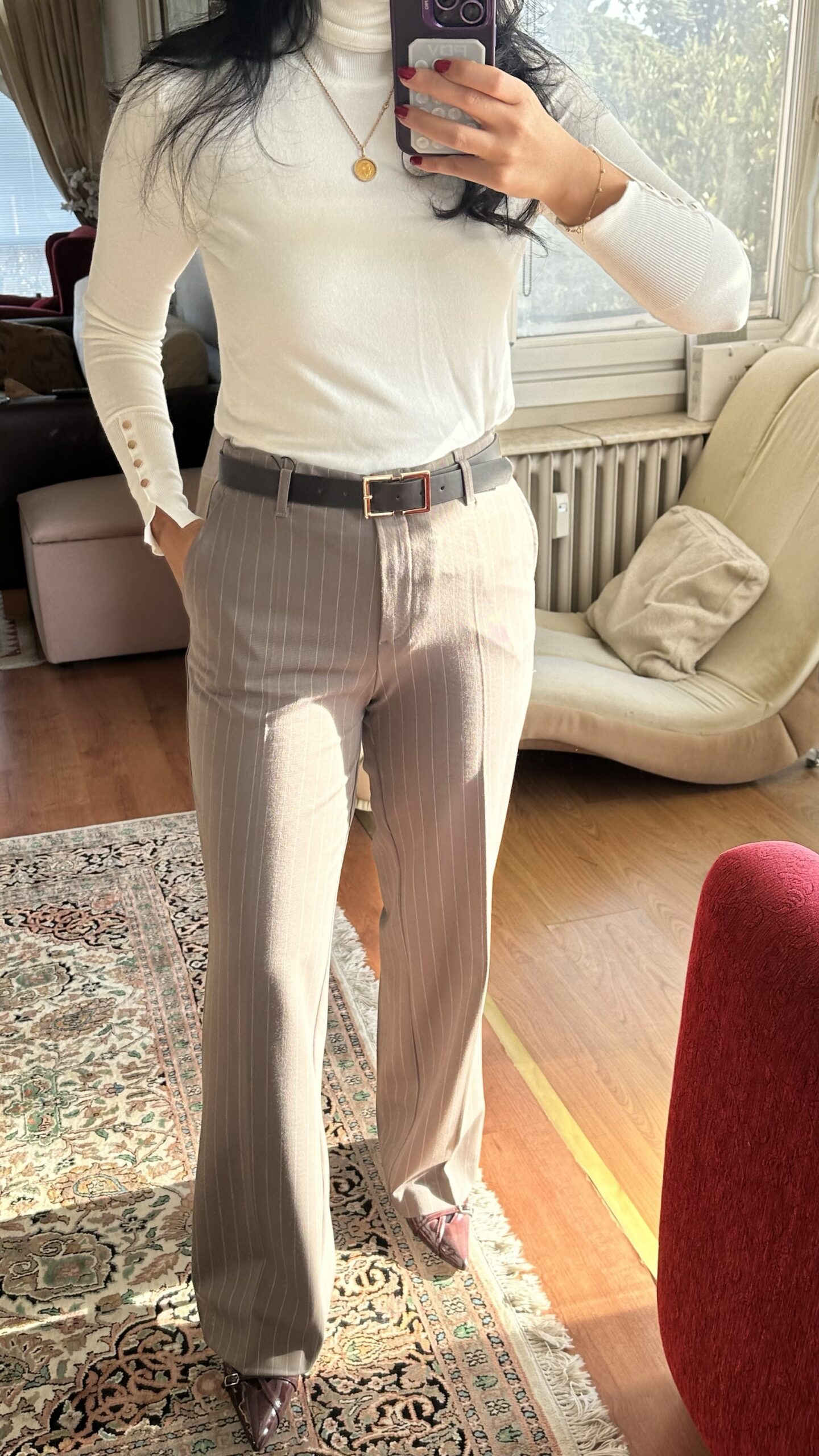 Classic Pinstripe Tailored Pants - Image 4