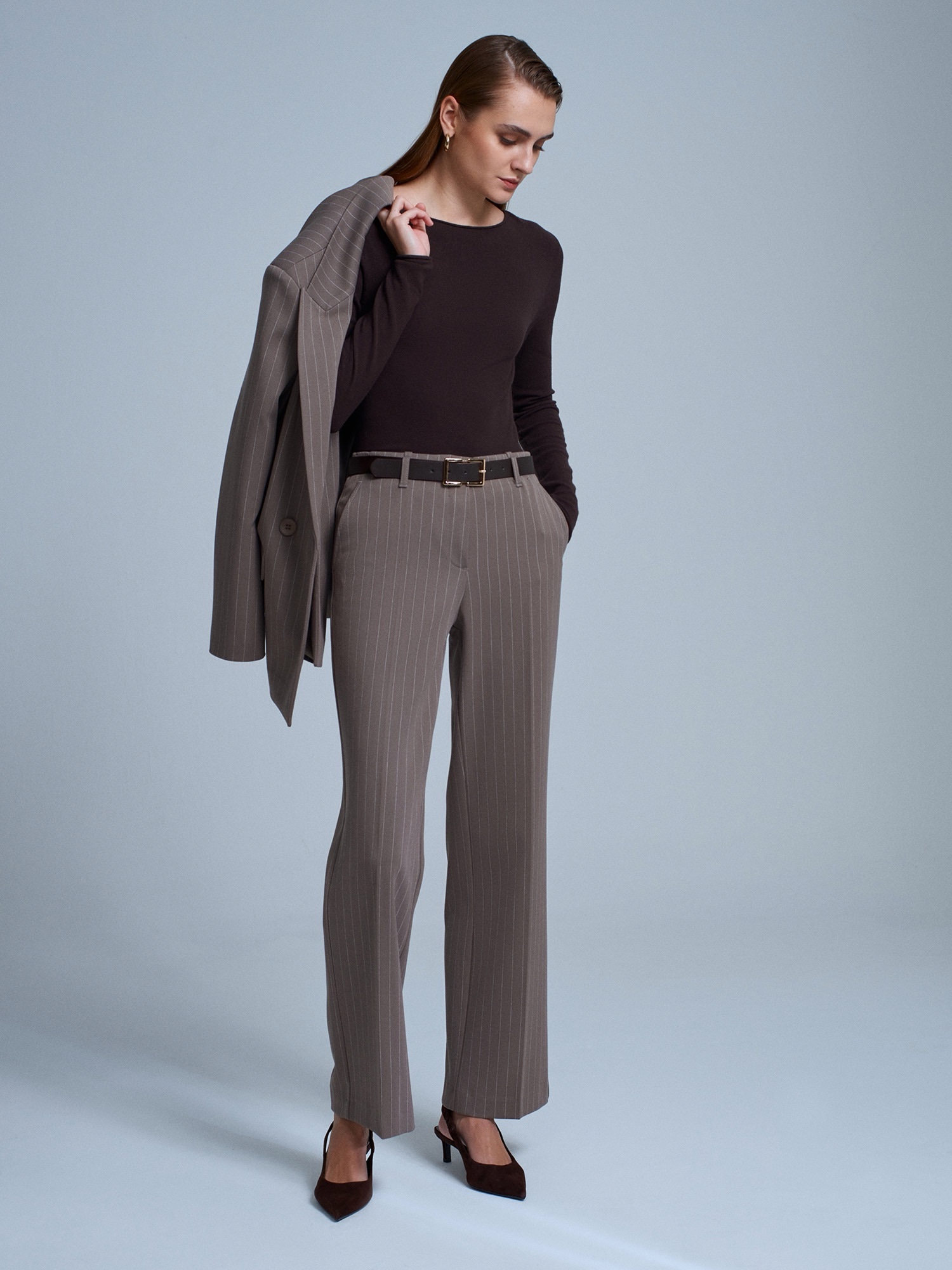 Classic Pinstripe Tailored Pants
