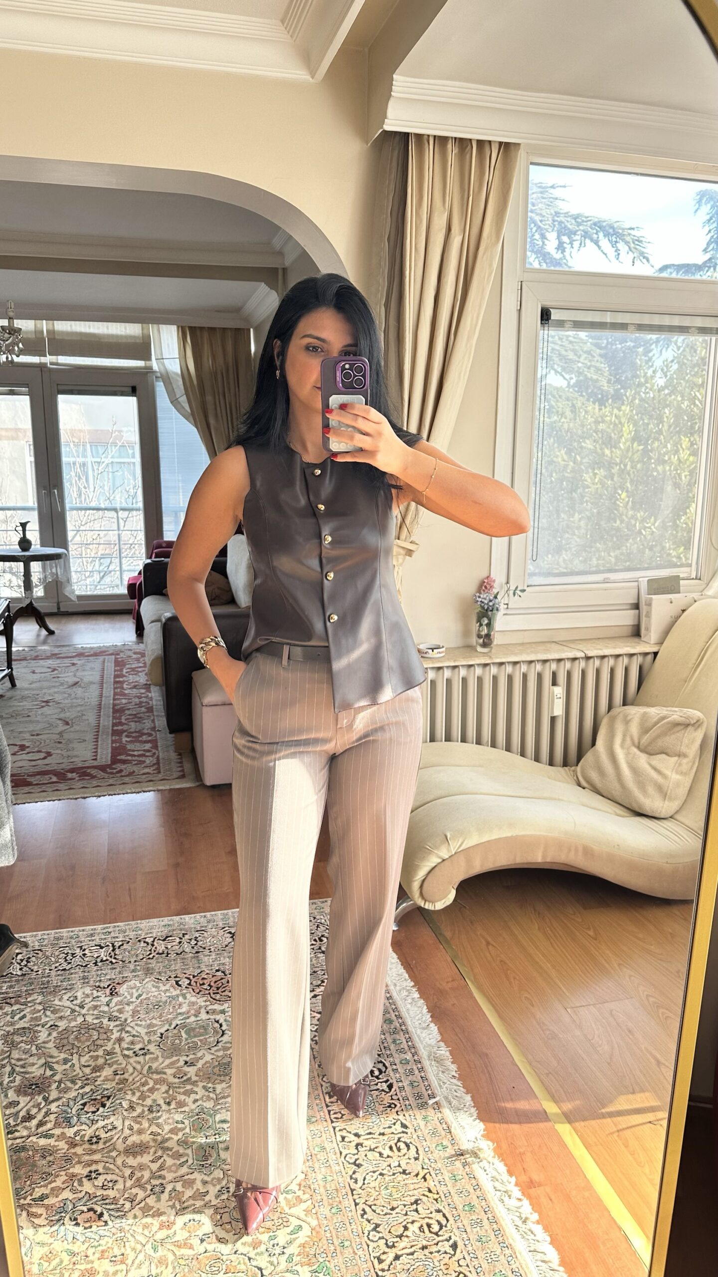 Classic Pinstripe Tailored Pants