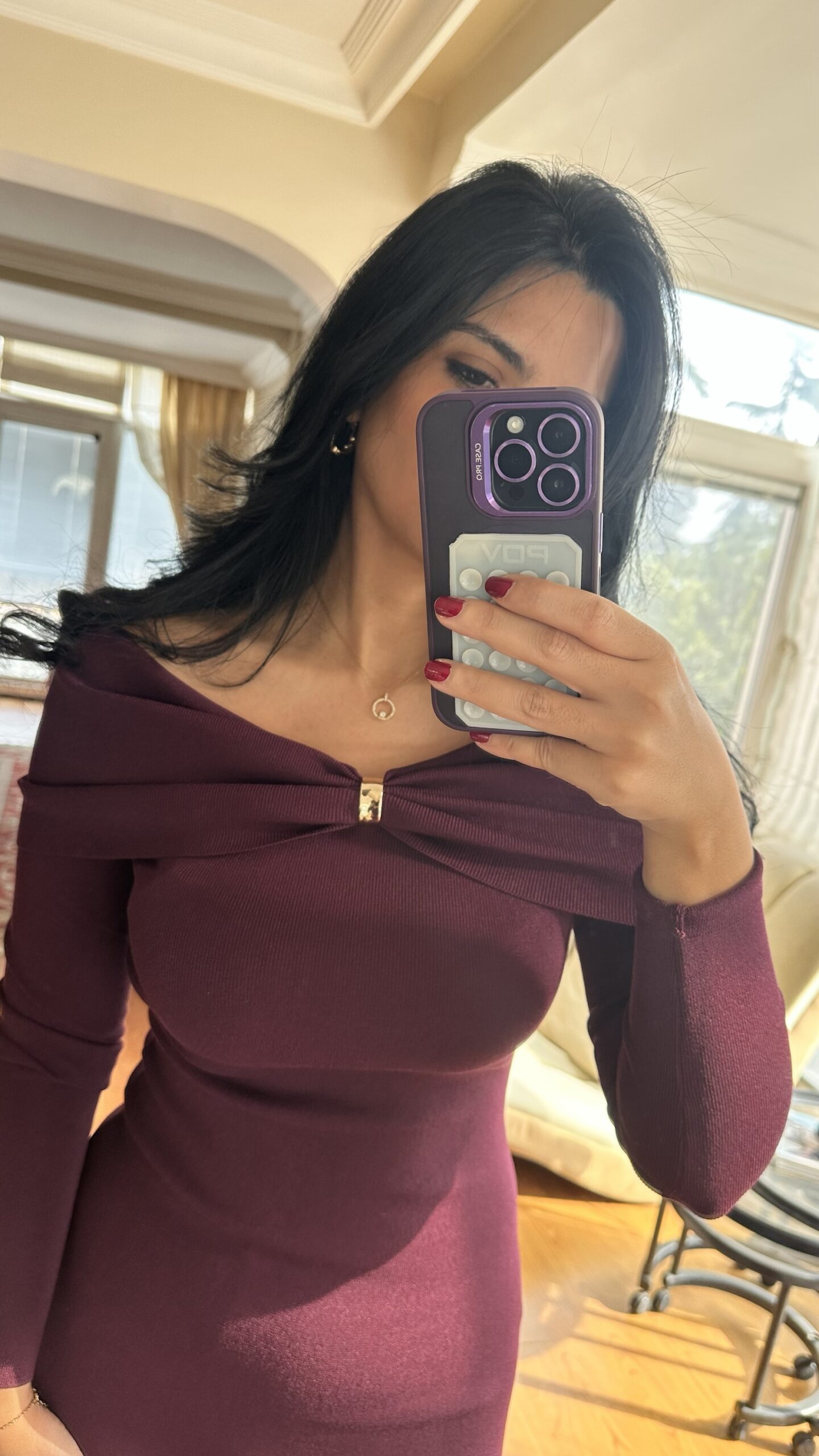 Velvet Wine Midi Dress - Image 4