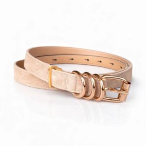 Golden Loop Suede Belt-Nude