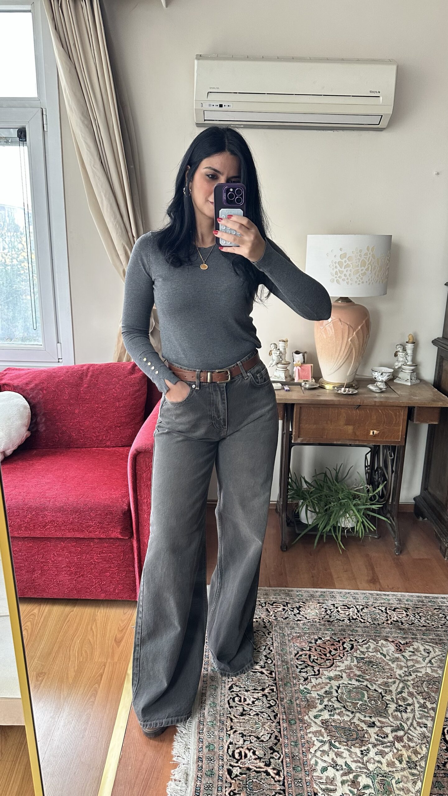 Smoky Grey Wide-Leg Denim