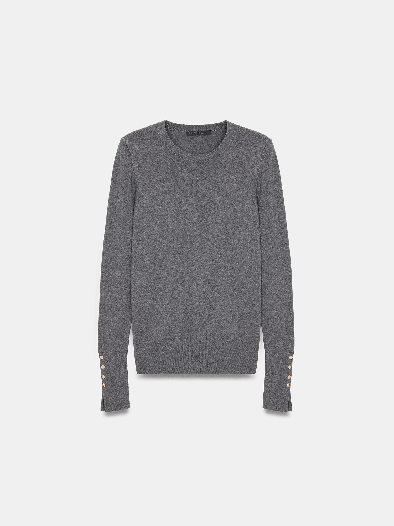 Button Cuff Knit Top – Grey - Image 2
