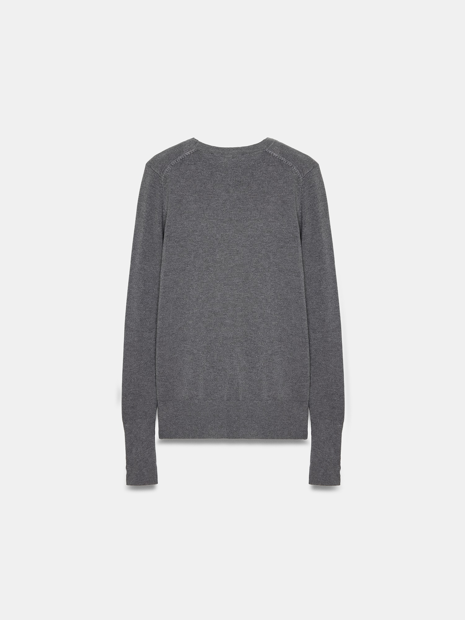 Button Cuff Knit Top – Grey - Image 3
