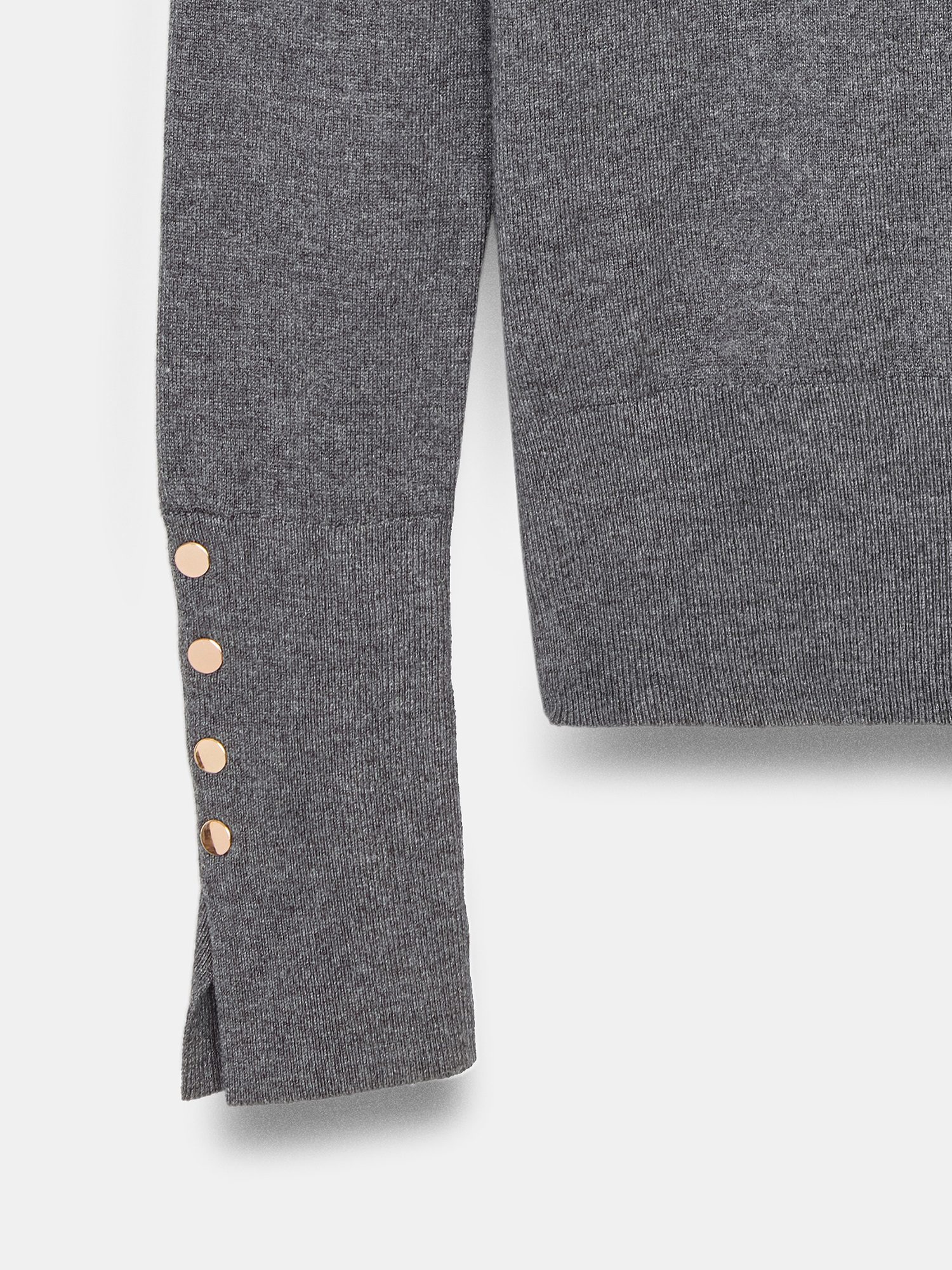 Button Cuff Knit Top – Grey - Image 4