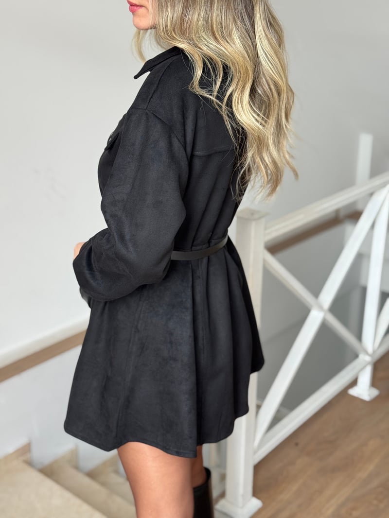 Studded Suede Mini Dress with Belt - Image 2