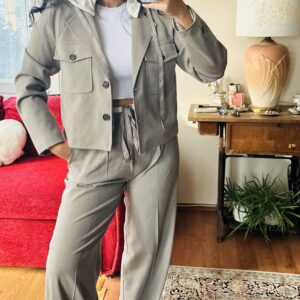 Urban Muse Hooded Blazer – Greige | Smart Casual Neutral Blazer