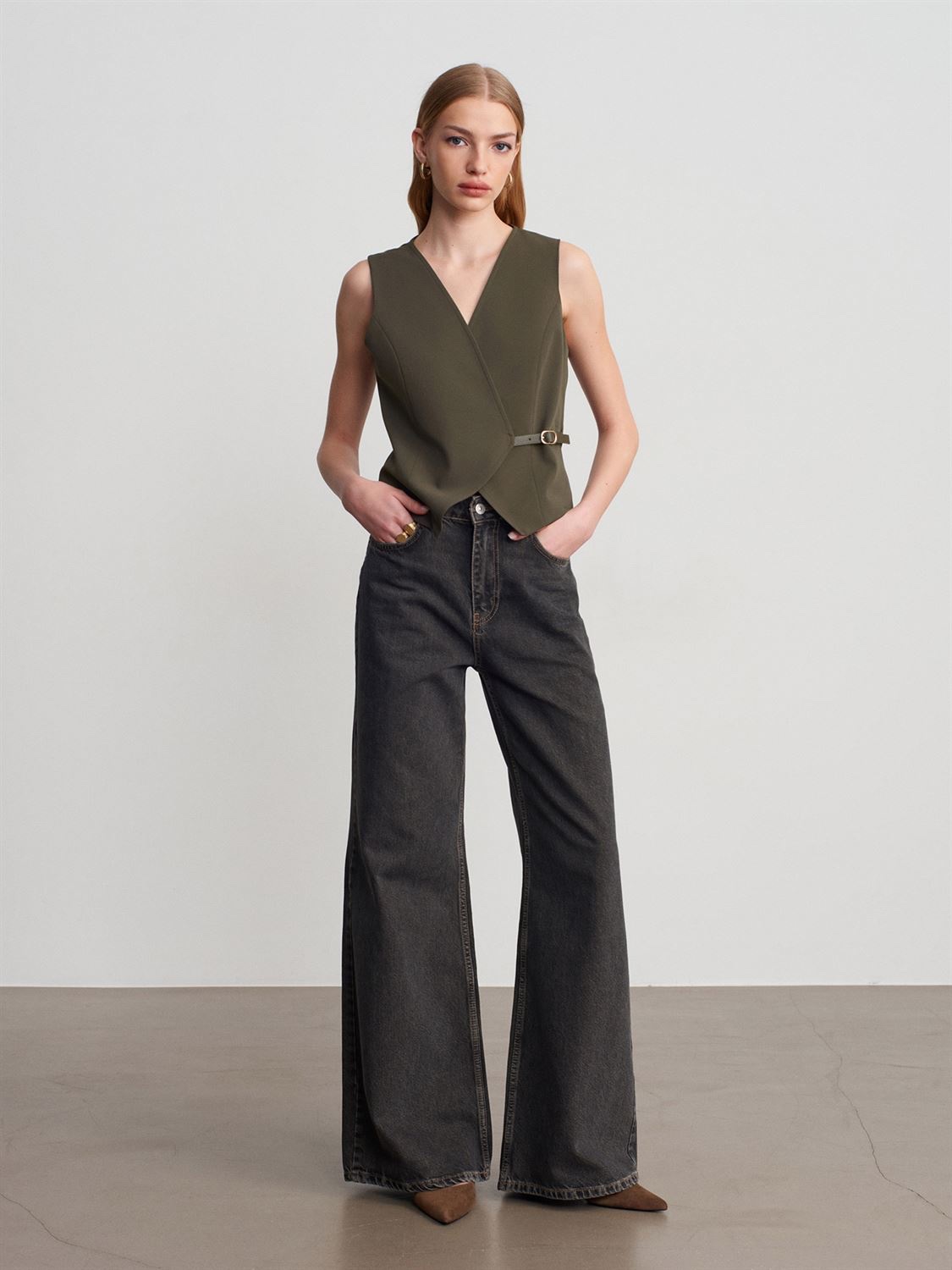 Olive Drape Vest - Image 3