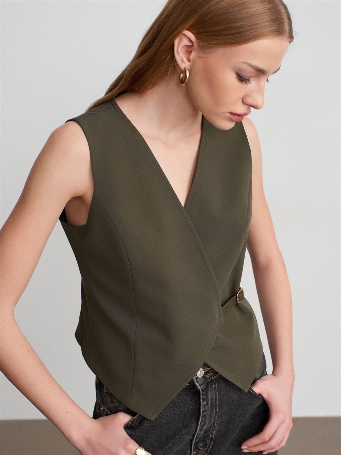 Olive Drape Vest - Image 4