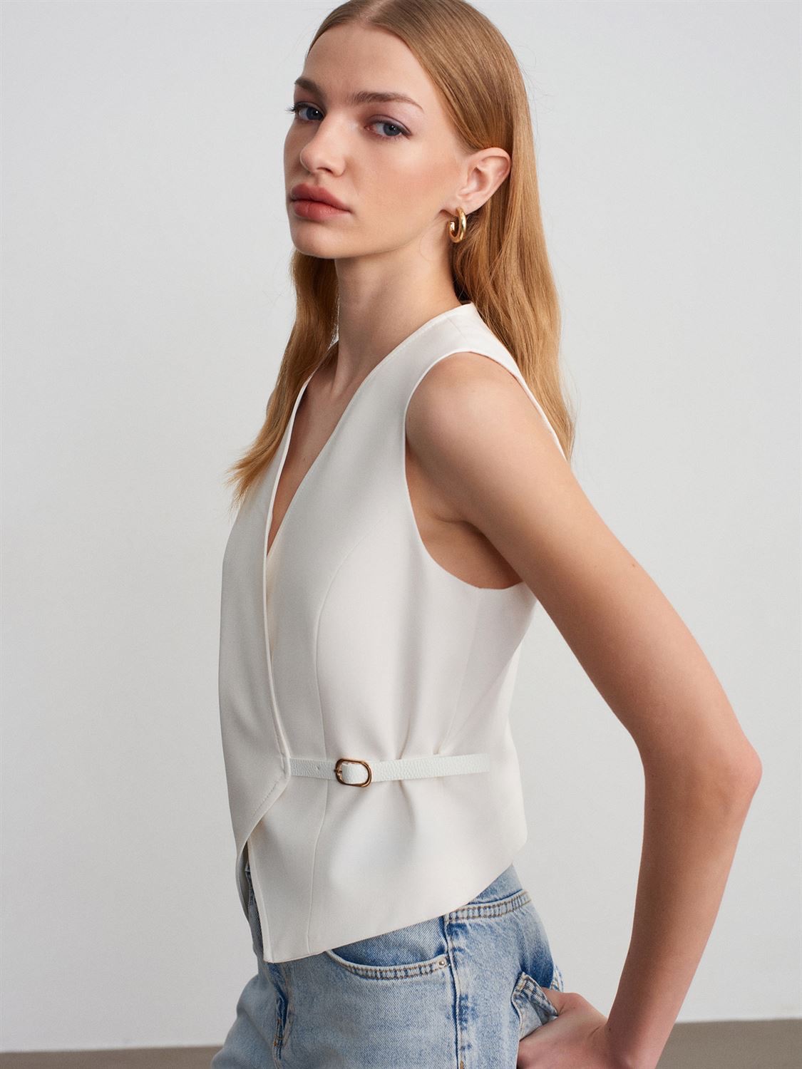 White Drape Vest - Image 2