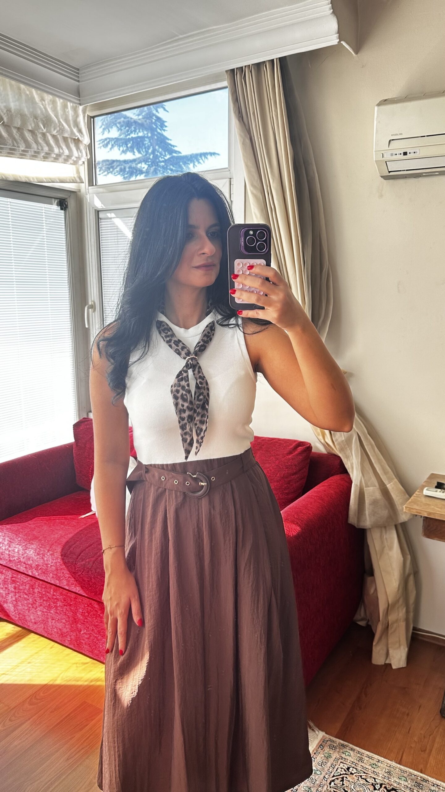 Leopard Tie Midi Dress – Mocha Elegance - Image 8