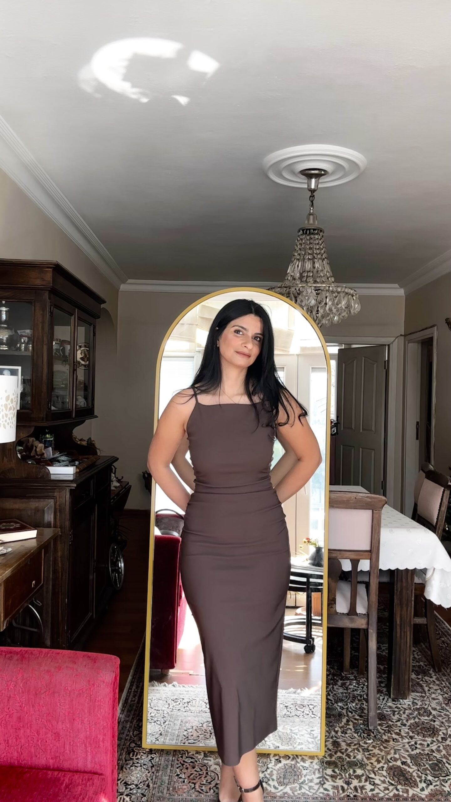 Mocha Sculpt Midi Dress