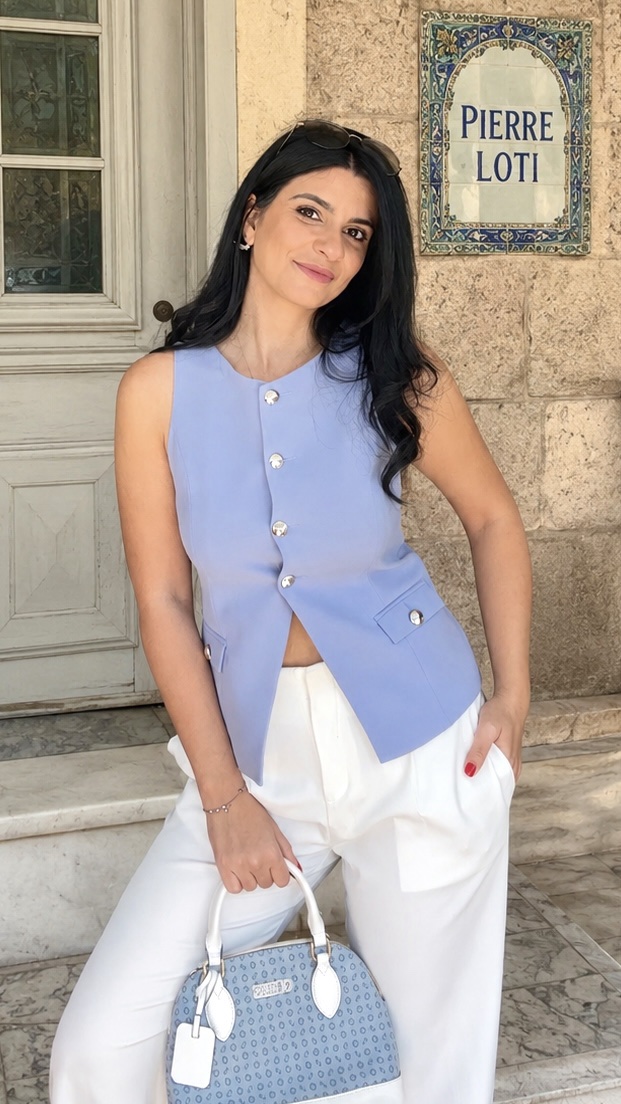 Sky Blue Buttoned Vest - Image 2