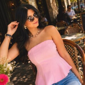Rosé Peplum Structured Top