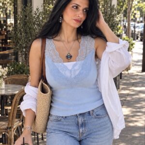 Amélie Lace Top – Baby Blue