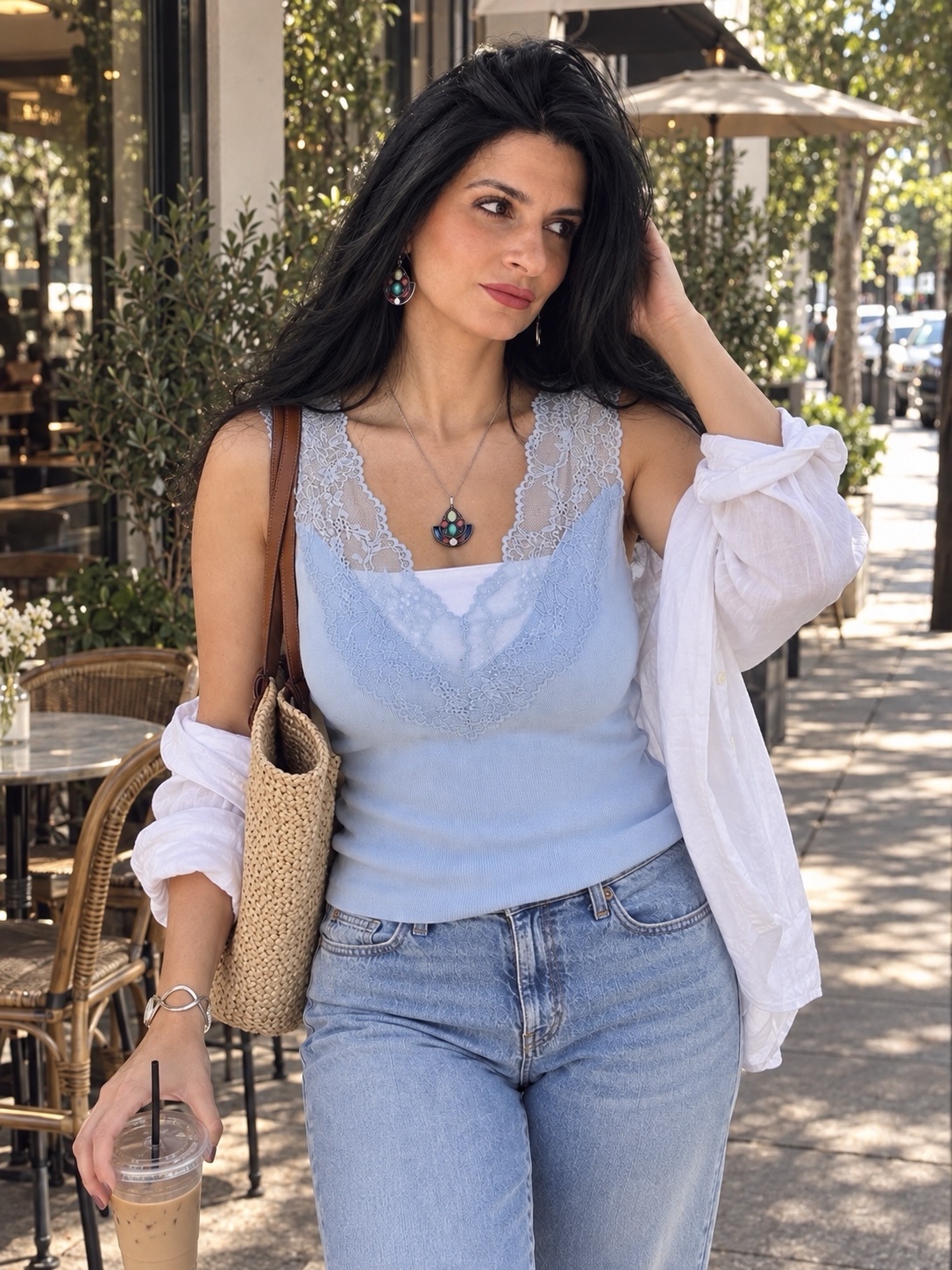 Amélie Lace Top – Baby Blue