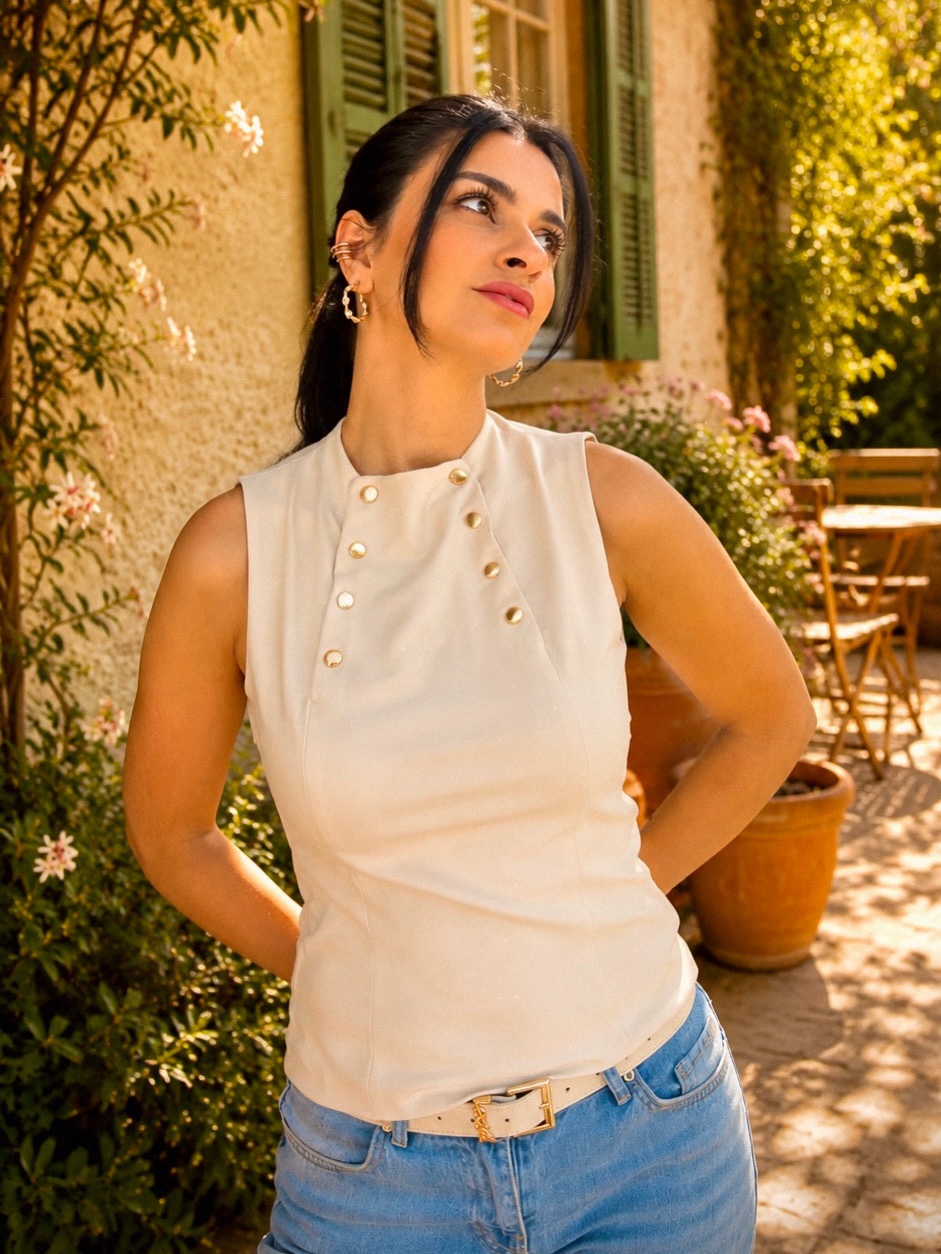 Vienna Gold Button Top
