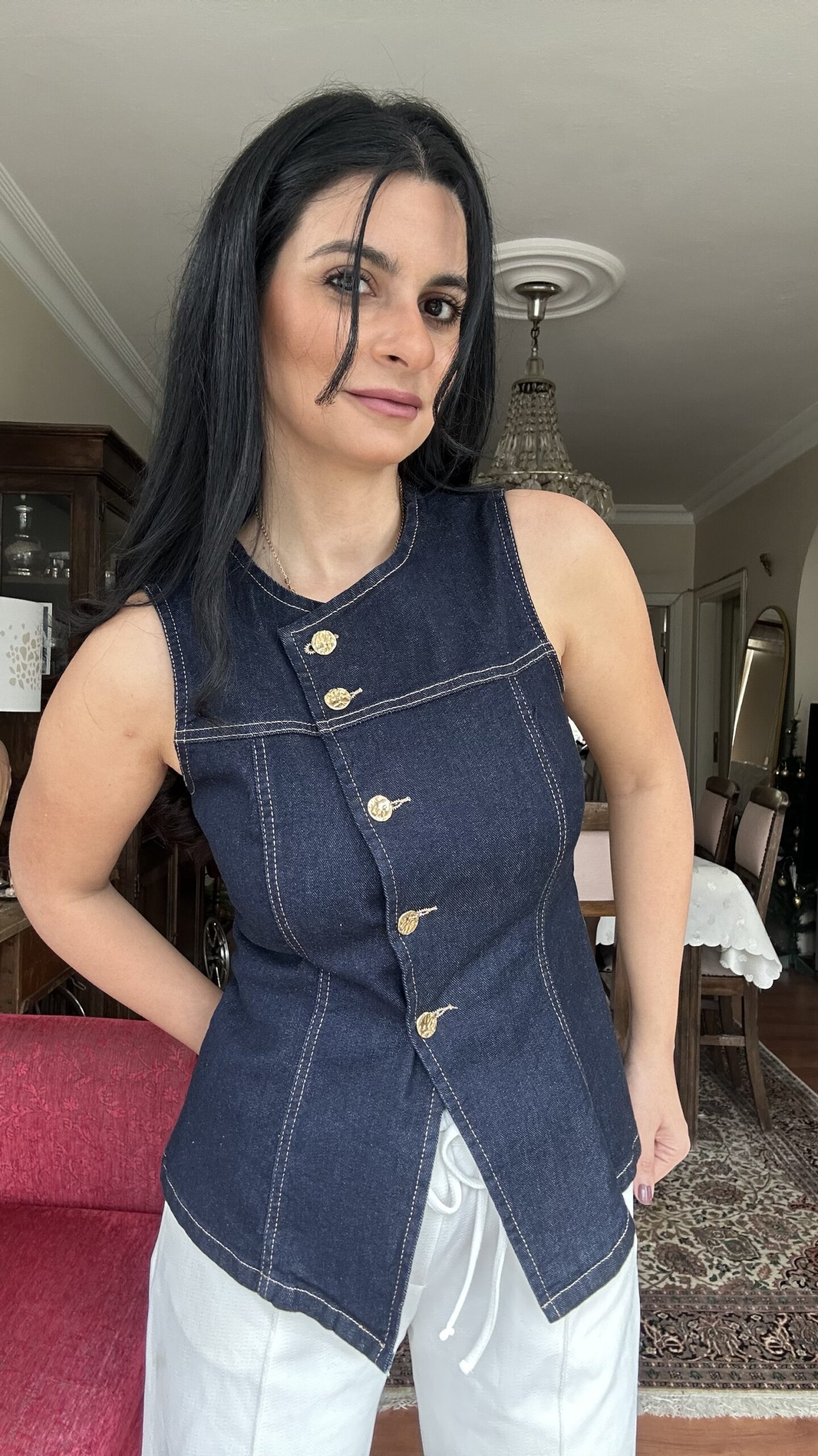 Golden Muse Denim Top - Image 2