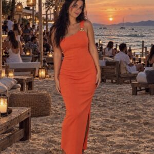 Sienna One-Shoulder Midi Dress – orange