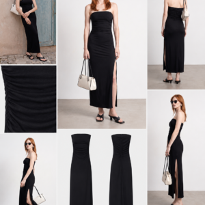 Noir Ruched Maxi Dress( preorder) 10 days