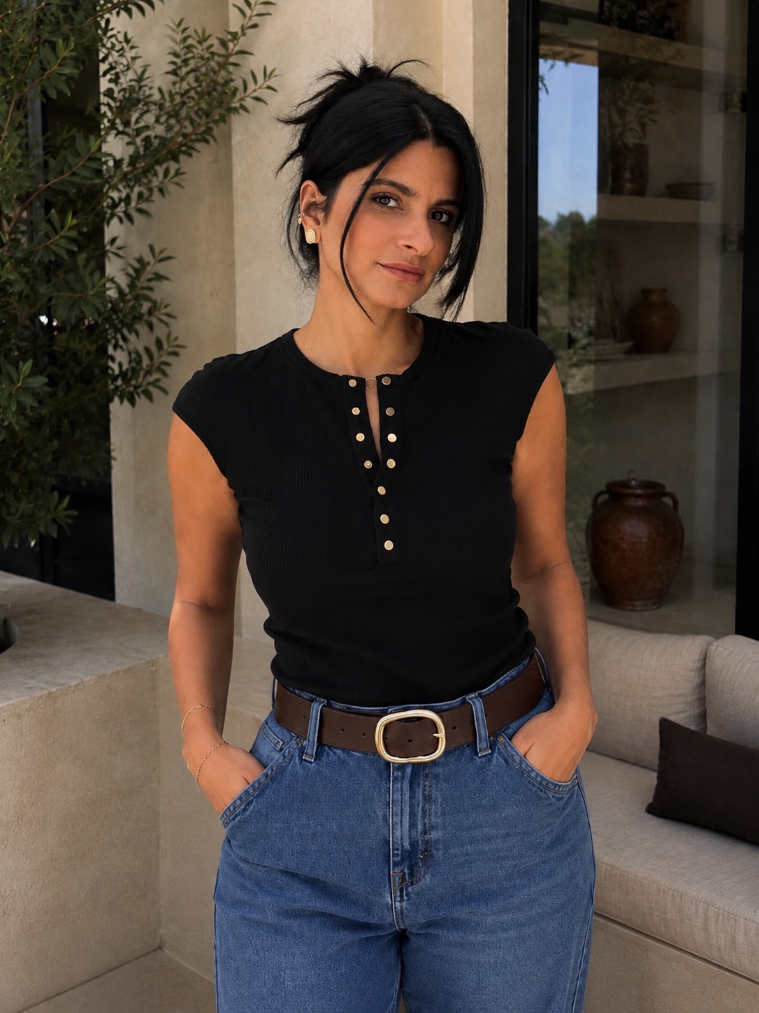 Classic Button Knit Top - Image 2