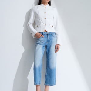 Military Button Cotton Jacket – White