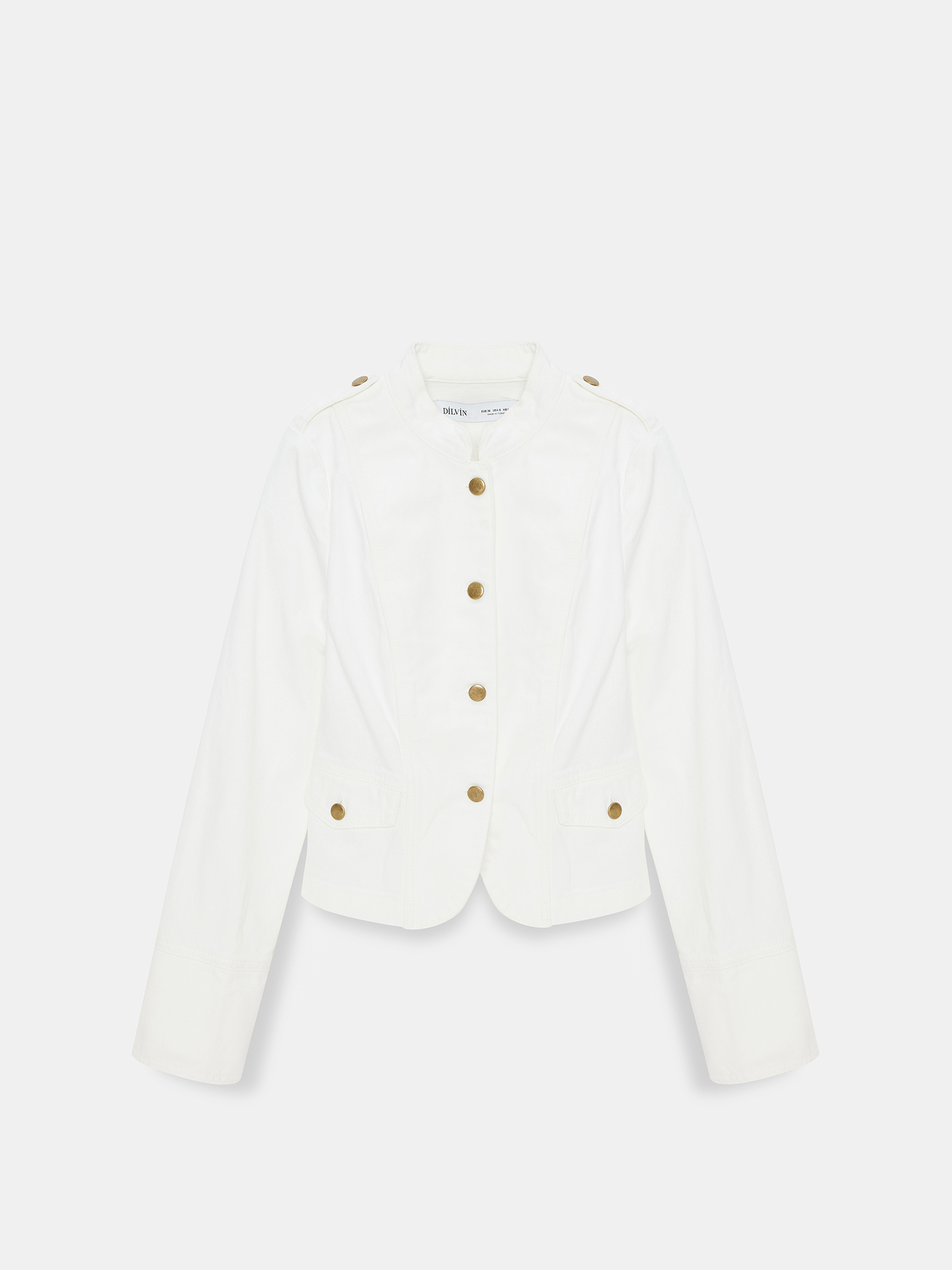 Military Button Cotton Jacket – White - Image 2