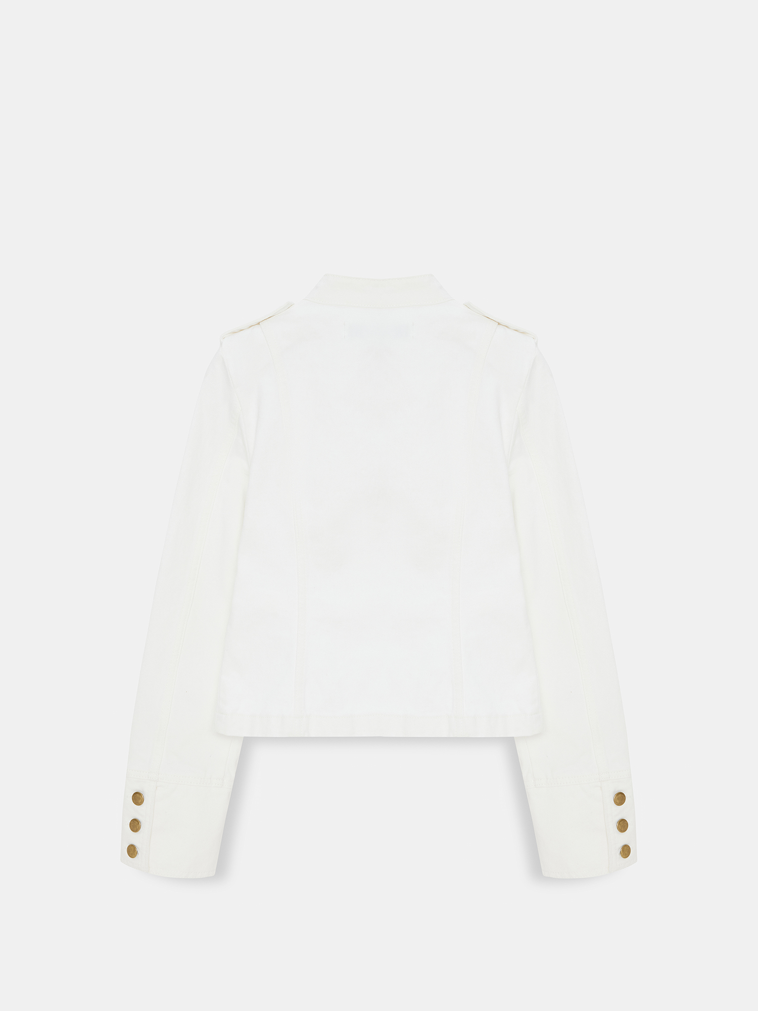 Military Button Cotton Jacket – White - Image 3