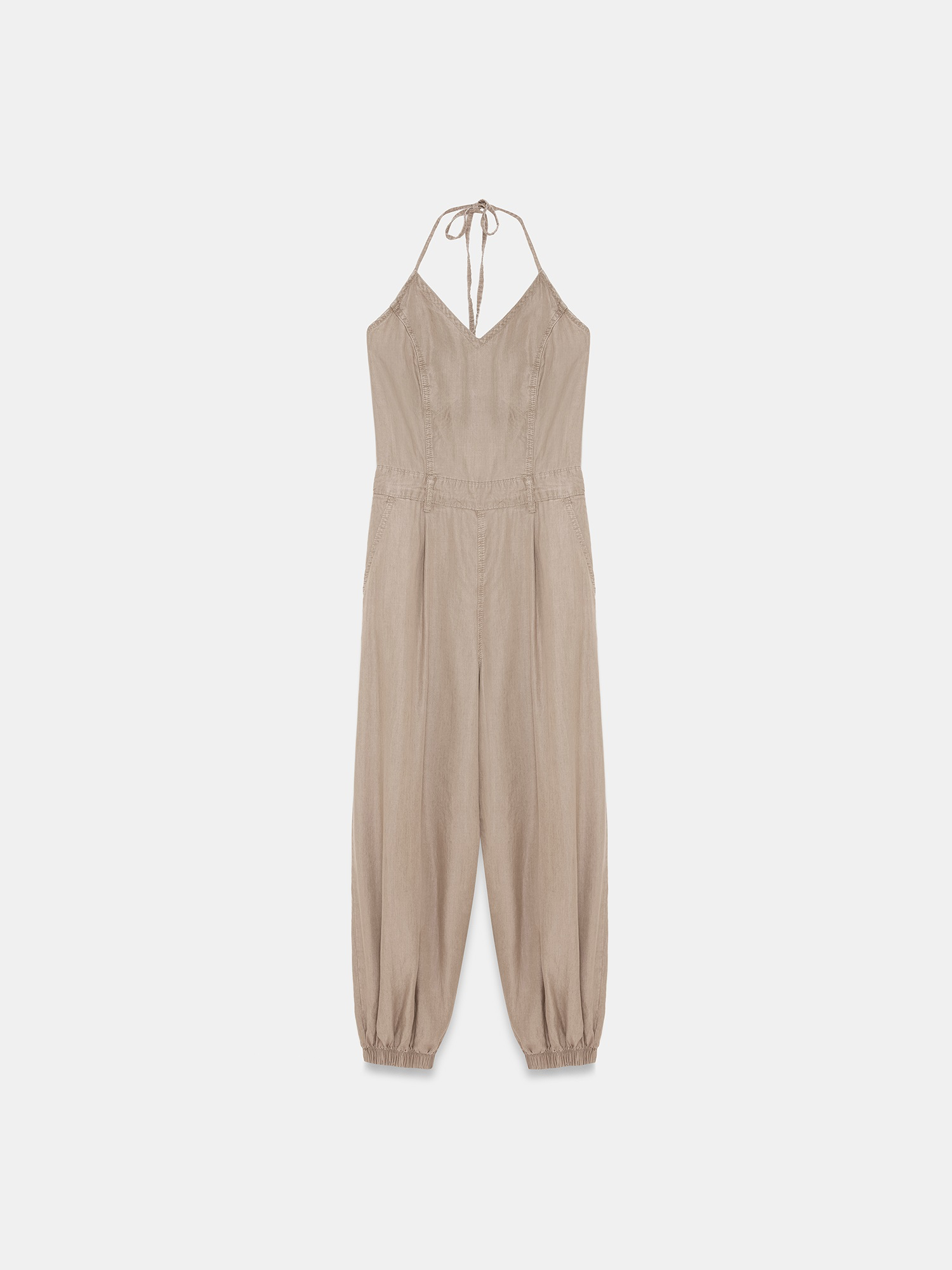 Lyocell Halter Utility Jumpsuit – beige- preorder -10 days - Image 6