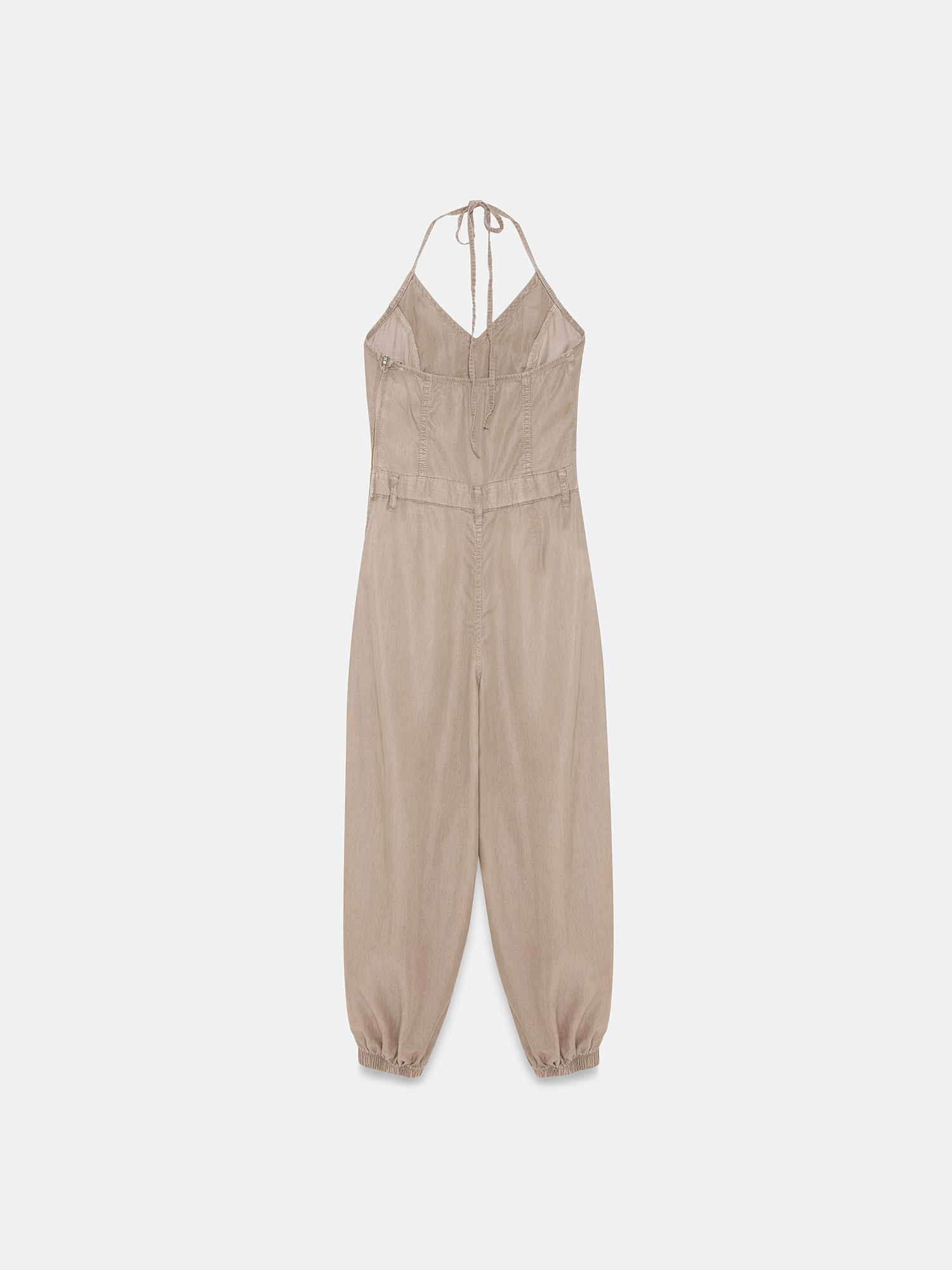 Lyocell Halter Utility Jumpsuit – beige- preorder -10 days - Image 5