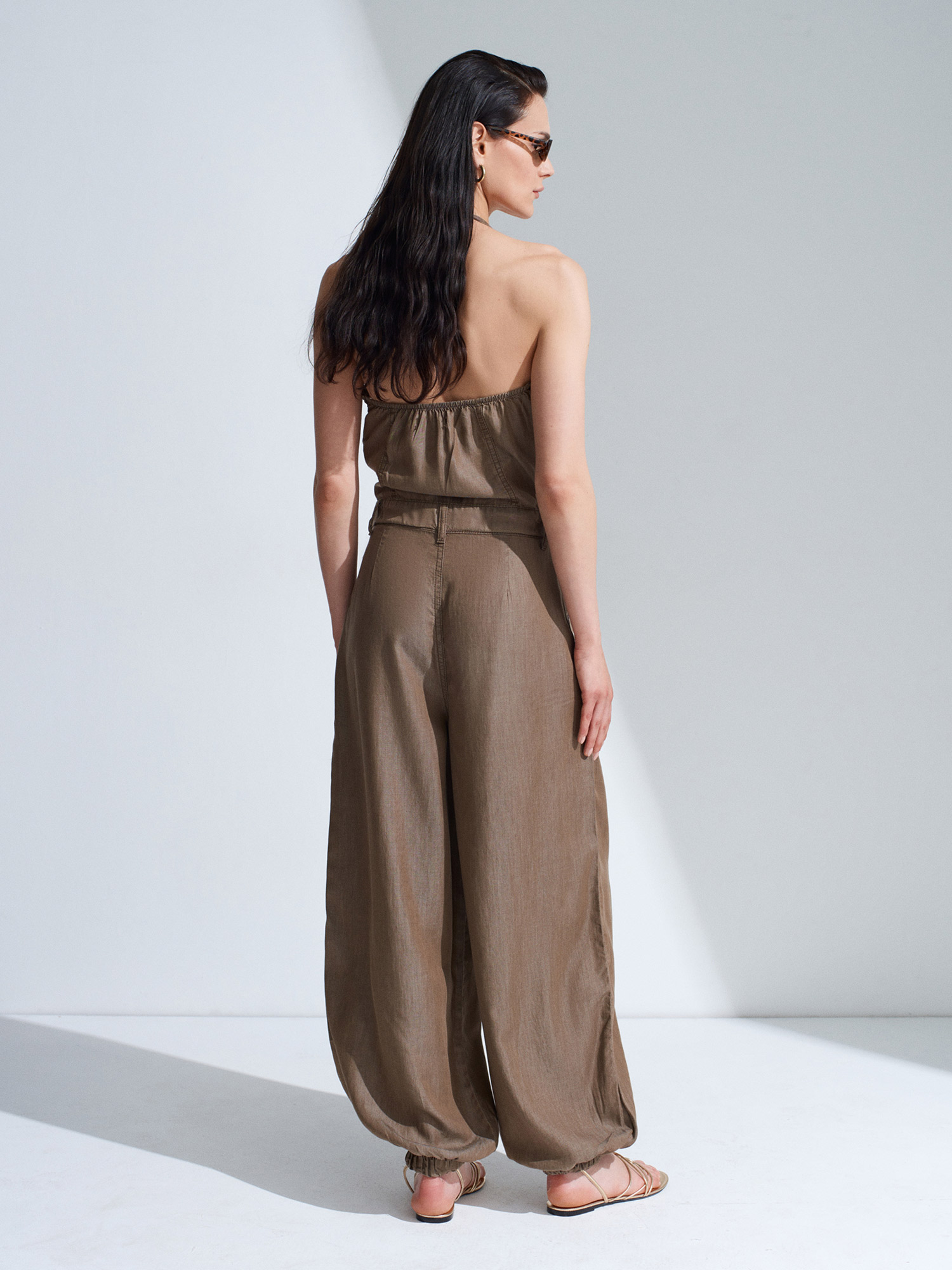 Lyocell Halter Utility Jumpsuit – mocha brown- preorder -10 days - Image 2