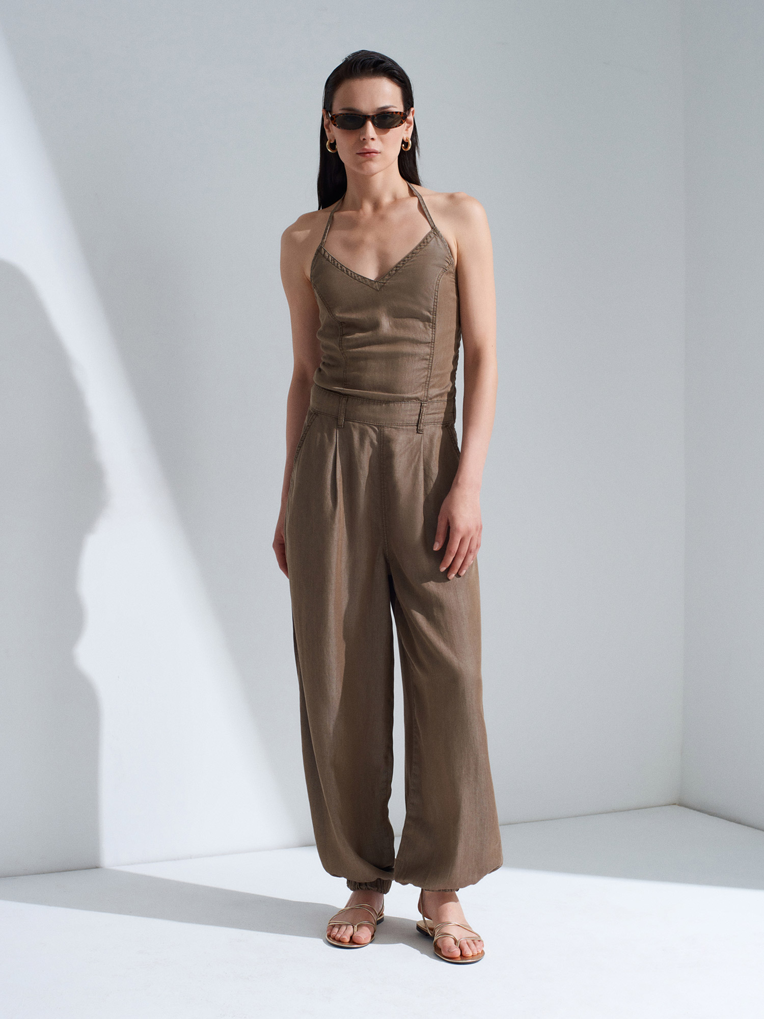 Lyocell Halter Utility Jumpsuit – mocha brown- preorder -10 days - Image 6