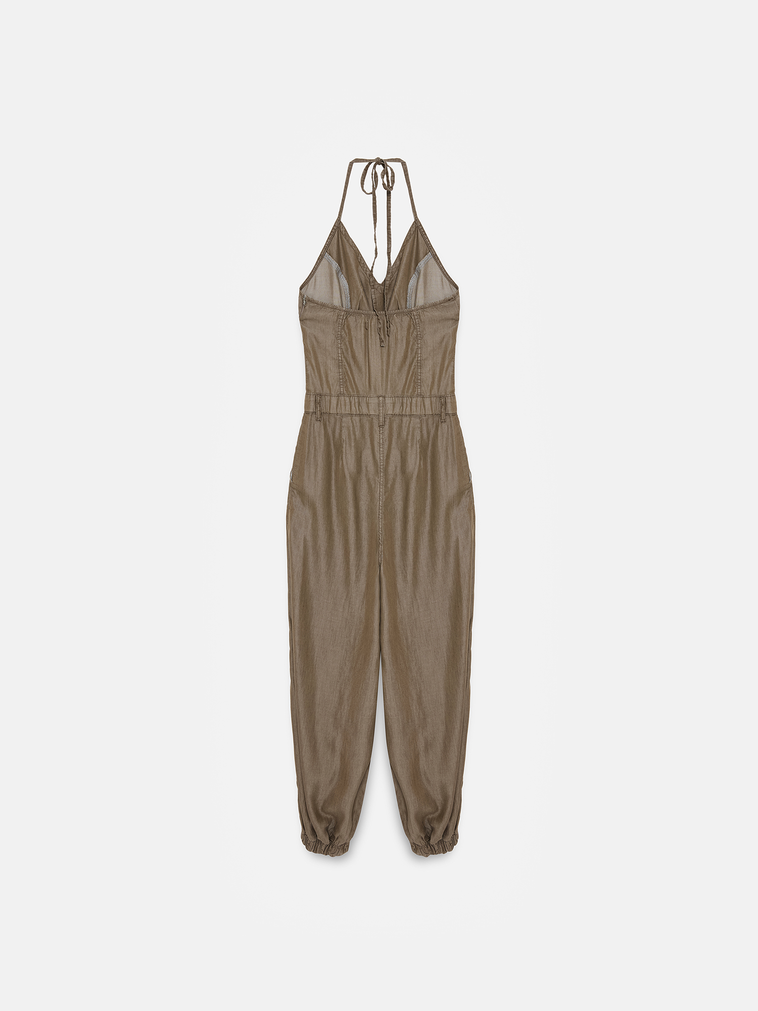 Lyocell Halter Utility Jumpsuit – mocha brown- preorder -10 days - Image 4