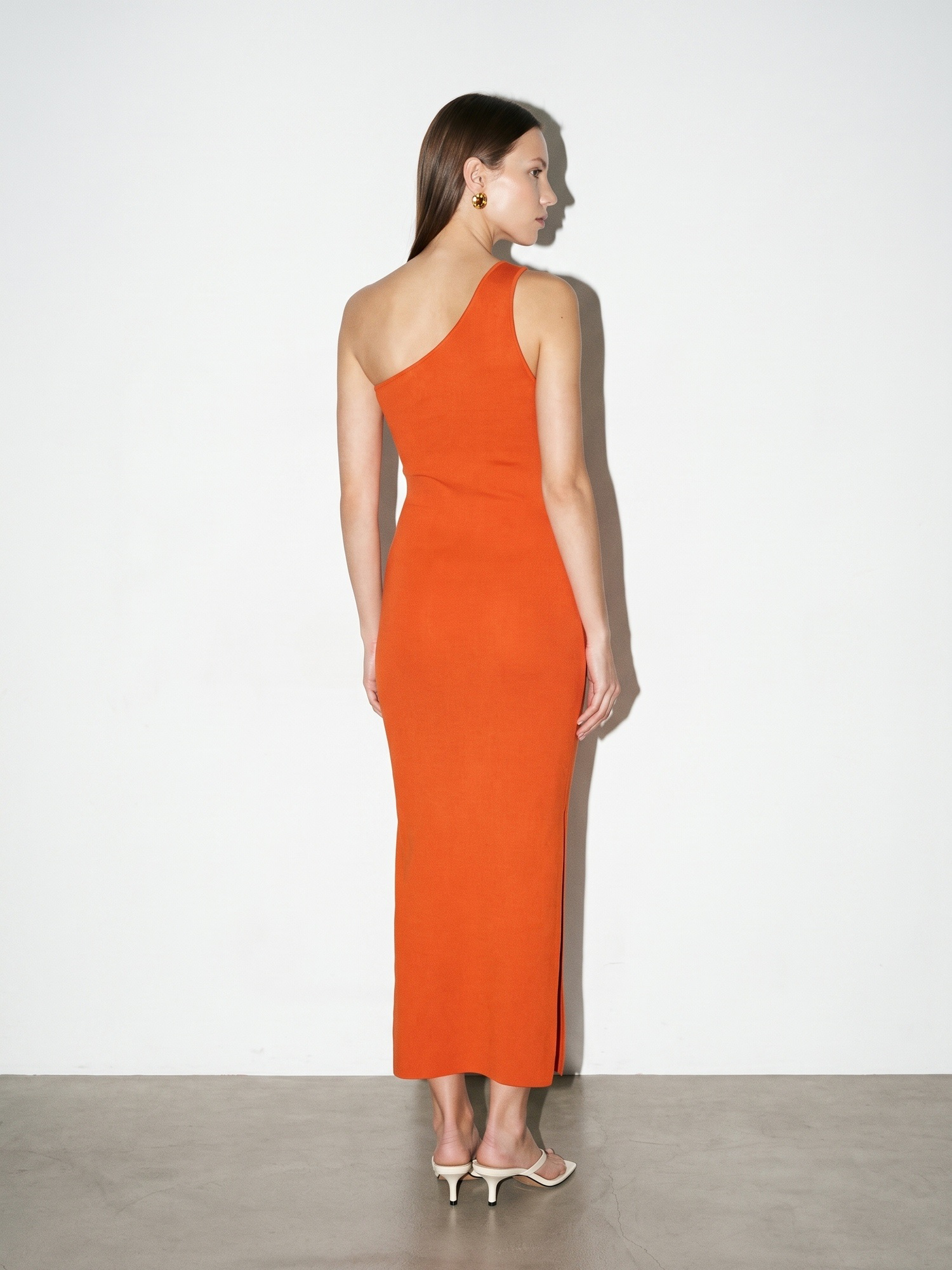 Sienna One-Shoulder Midi Dress – orange - Image 7