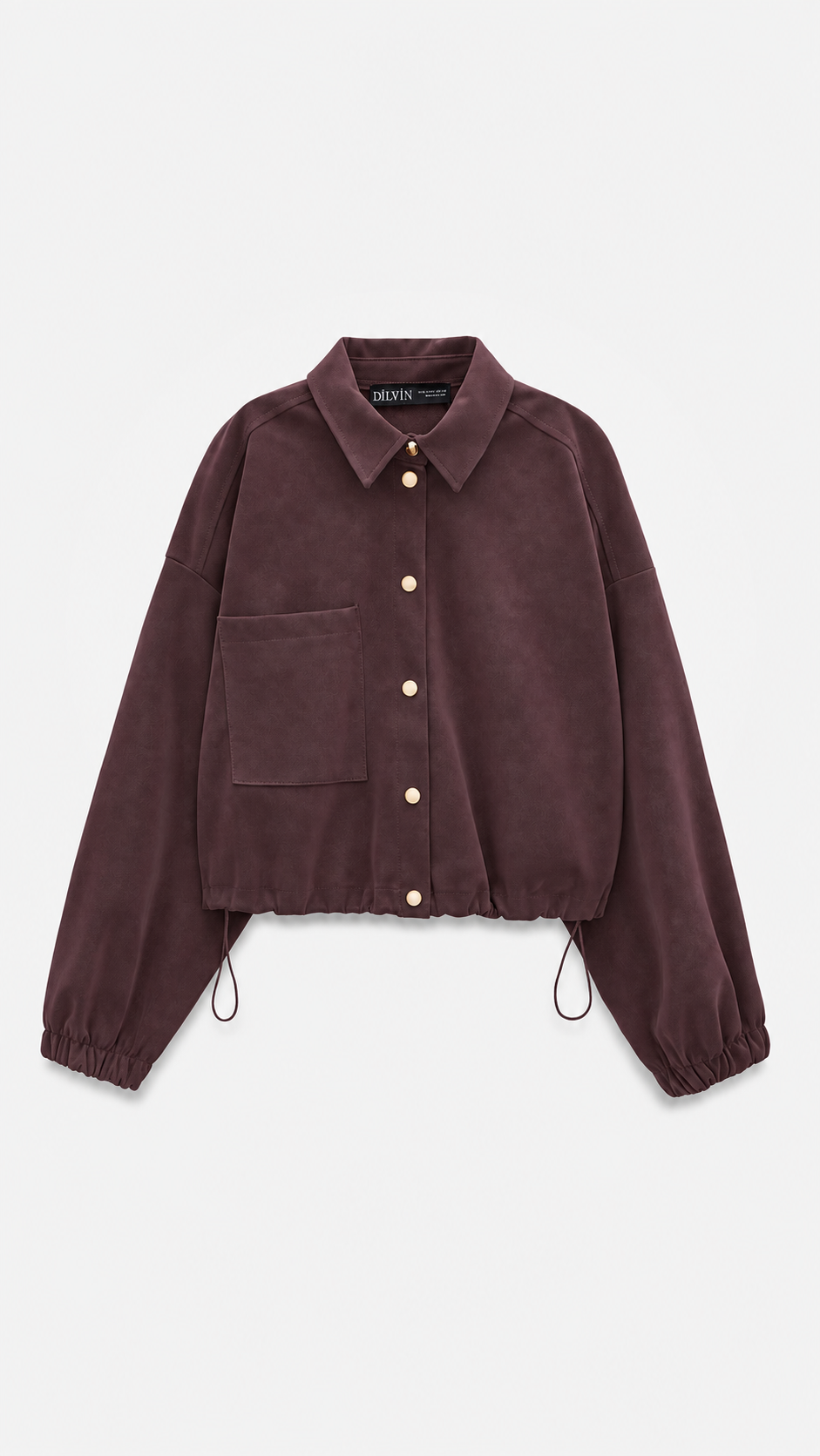 Burgundy Suede Bomber Jacket - Image 3