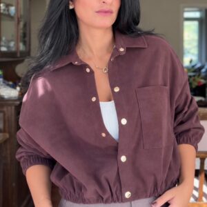 Burgundy Suede Bomber Jacket