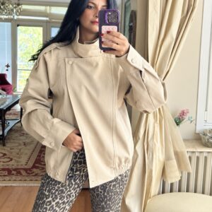 Oslo High-Neck Oversized Jacket – Stone Beige