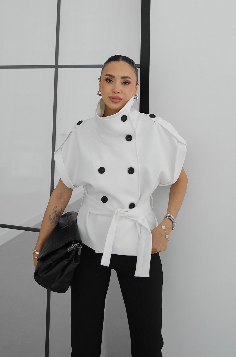 Ivory Sculpted Trench Vest - Image 5