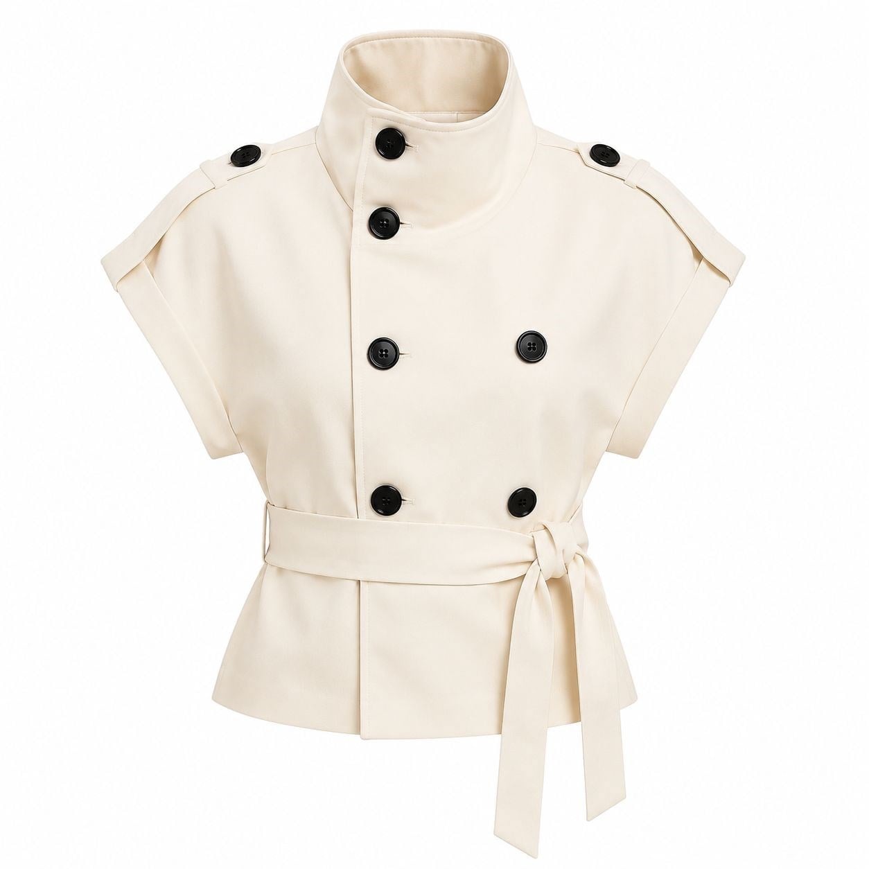 Ivory Sculpted Trench Vest - Image 4