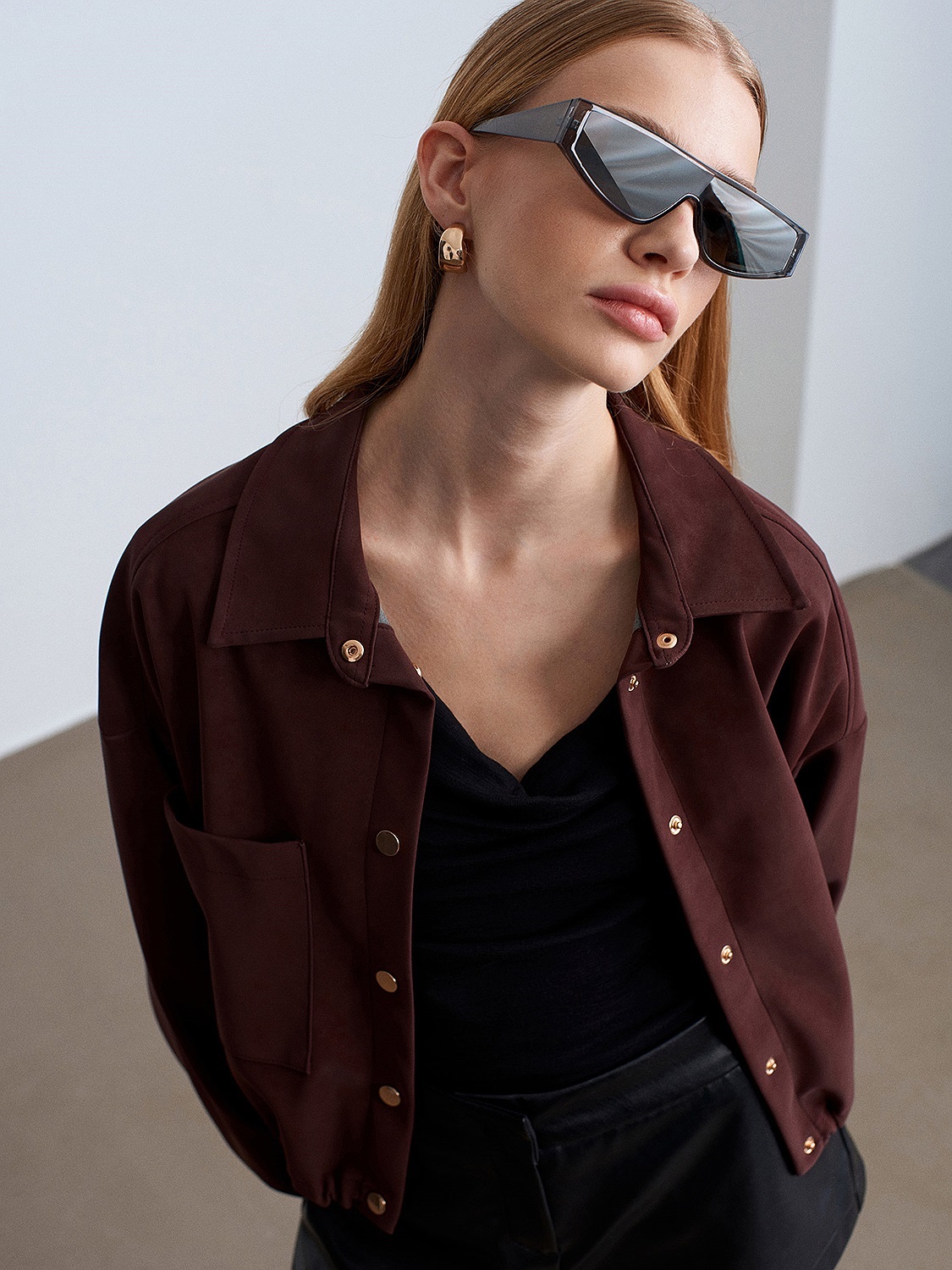 Burgundy Suede Bomber Jacket - Image 8